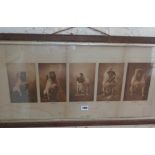 Victorian humorous framed set of photos of pug dogs