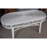 White painted wickerwork coffee table