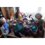 Large collection of vintage soft toys including a Merrythought Parrot on a Perch, Mickey Mouse, a