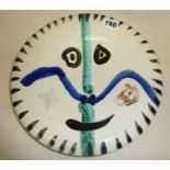 PICASSO Pablo (1881 - 1973): Visage No. 106 White earthenware ceramic plate with coloured