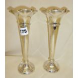 Pair of silver spill vases, hallmarked for Sheffield 1927, Walker & Hall, approx 20cms high