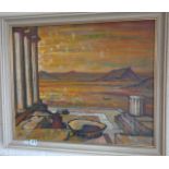Beric YOUNG, RBA, oil on canvas of Sounion, near Athens, signed lower left, 23" x 27"