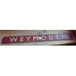 Weymouth - Bristol Painted GWR Railway Carriage sign, c.1920's