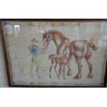 John Rattenbury SKEAPING (1901-1980) colour lithograph titled "Mare and Foal", from the "Prints