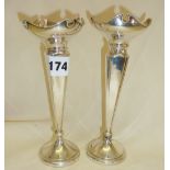 Pair of Art Nouveau silver spill vases, hallmarked for Birmingham 1919, Cornelius Desormeaux