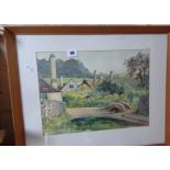 Dorothy G. KIRKMAN (Exhib 1919-1936), watercolour of a village scene with bridge