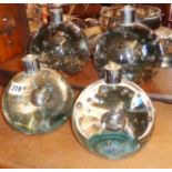 Four heavy Murano clear bubble art glass lamp bases, possibly by Archimede Seguso