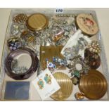 Vintage compacts, costume jewellery etc