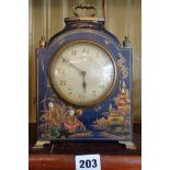 Victorian Chinoiserie lacquer small bracket clock, French movement, 9" tall