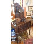 19th century carved oak floor standing two tier corner cupboard