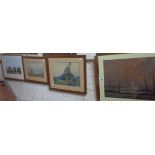 V.J. HULL - three early 20th c. watercolour landscapes signed and dated and another watercolour
