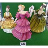 Three Royal Doulton Figurines; 'Coralie', HN2307, 'Simone' HN2378 and 'Jennifer' 1994