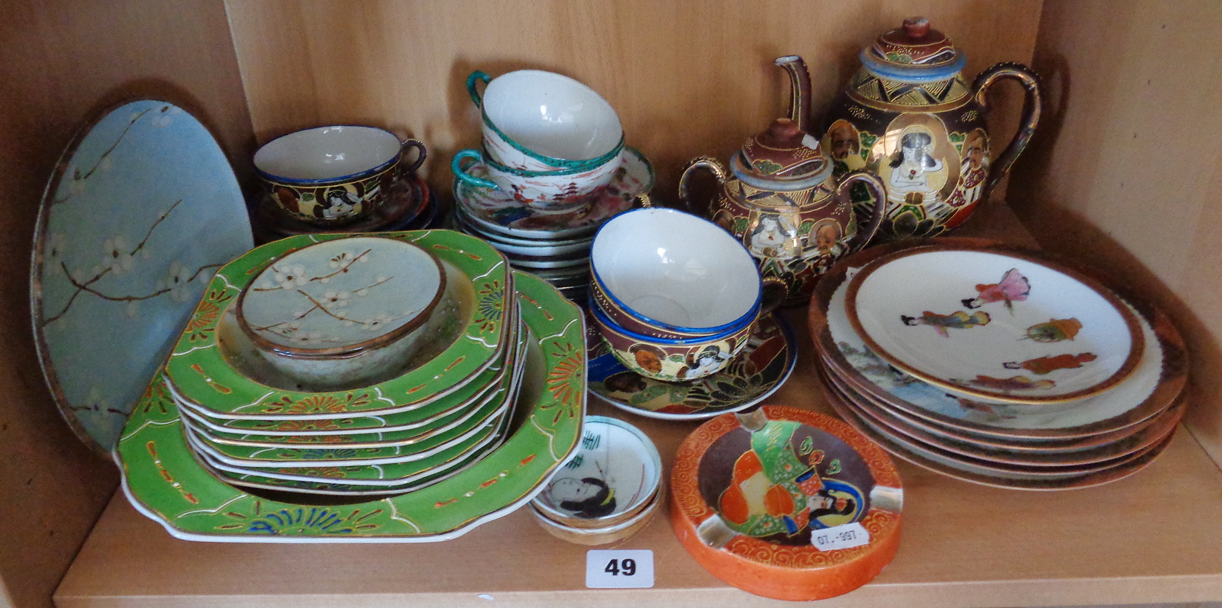 Collection of assorted Japanese china, inc. Satsuma teapot, egg shell tea cups, etc.