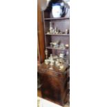 Arch topped narrow display shelves on cupboard, 16" wide x 60" tall