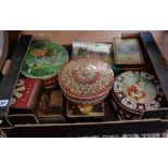 Box of biscuit and toffee tins
