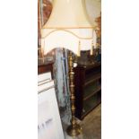 Brass standard lamp with fringed shade