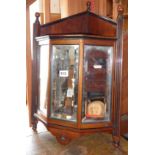 Victorian mahogany small corner cabinet having three bevelled edge mirror panelled door flanked by