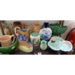 Shelf of assorted pottery including Bretby, Sylvac etc (12 pieces)