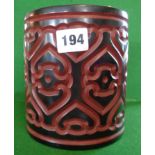 Chinese Tixi lacquer brush pot with Qianlong mark, 15cm high
