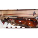 Old violin in case