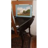 Edwardian ebonised triple drop-flap occasional side table