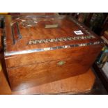 19th century large inlaid walnut jewellery box with fitted interior