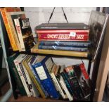 Two shelves of books on jazz and jazz musicians