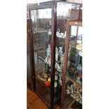 Victorian mahogany large glazed shop display unit with brass fixings and internal light