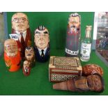 Painted wood Russian Matryoshka doll of Mikhail Gorbachev and other political leaders (set of 5),