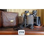 Two pairs of vintage binoculars, c. WW1 by Fournier, Newbold and Bulford