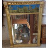 Regency pier mirror with verre eglise decorative frieze to top