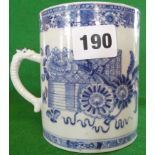 18th century Chinese blue and white tankard