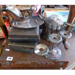 Four cases of silver-plated cutlery, a silver-plated gravy boat and dish, Victorian Adams style