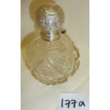 Cut-glass silver lidded scent bottle,hallmarked for Chester 1907