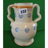 Continental two handled tin-glazed pitcher