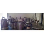 Quantity of assorted silver plated items, inc. Adams style tea set