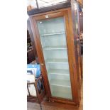 Tall Edwardian mahogany shop glazed shelving unit, painted inside