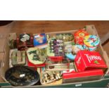 Box of vintage tins