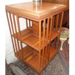 Reproduction yew wood revolving bookcase