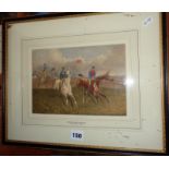 Watercolour of steeplechasing by T.H. Mew, dated 1864