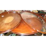 Three Edwardian oval mahogany butler's trays with galleries and brass handles