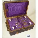 Victorian etui, or cased sewing set, containing various needles, thread winders, thimbles, etc.