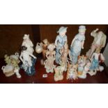 Shelf of Continental porcelain figurines