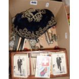 Collection of "Man from Uncle" cards, an embroidered smoking cap, etc.