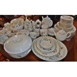 Extensive Royal Worcester "Strawberry Fair" dinner and tea service with 5 tureens, etc.