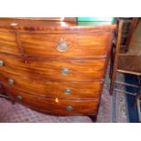 Georgian mahogany bowfronted chest on splayed bracket feet, 17.5" deep x 39.5" high