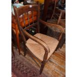 Victorian elbow chair with rush seat