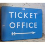 British Rail (Scottish) blue enamel Ticket Office sign, 18" x 24"