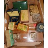 Assorted Victorian boxes etc, a vintage Rolex watch box and an Avia wristwatch