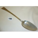 Georgian hallmarked silver basting spoon, London 1797, maker's mark rubbed